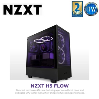 NZXT H5 Flow Compact Mid-Tower PC Gaming Case High Airflow White See Thru  Side