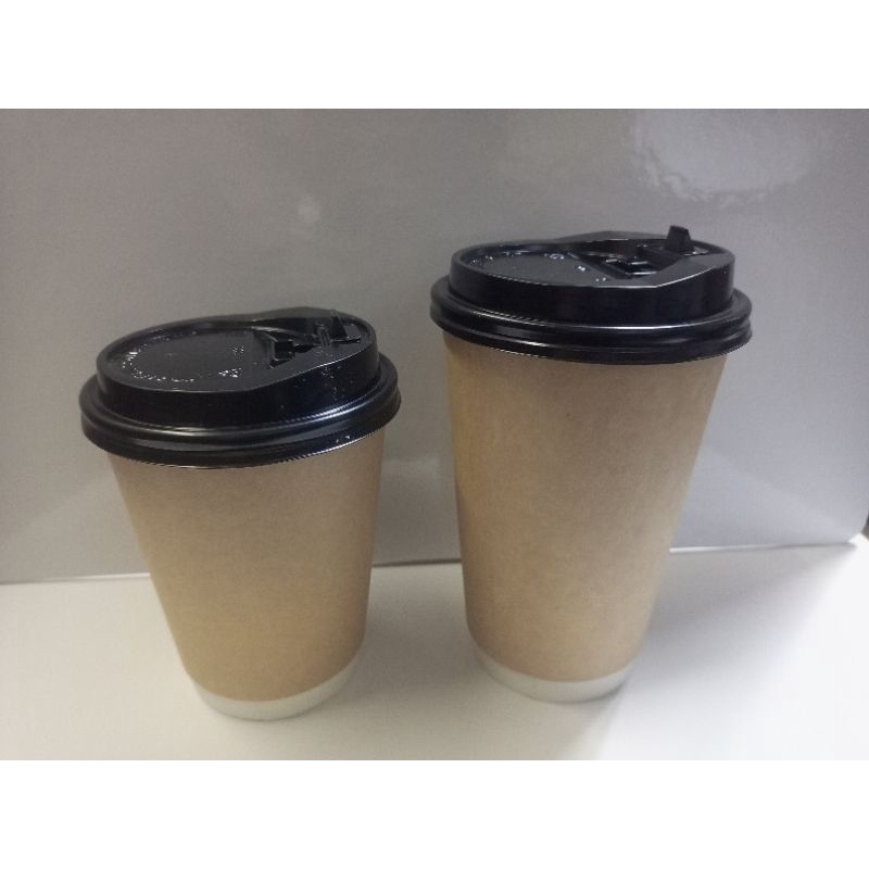 Kraft Double Wall Paper Cups 12oz , and 16oz (25pcs/pack) | Shopee ...