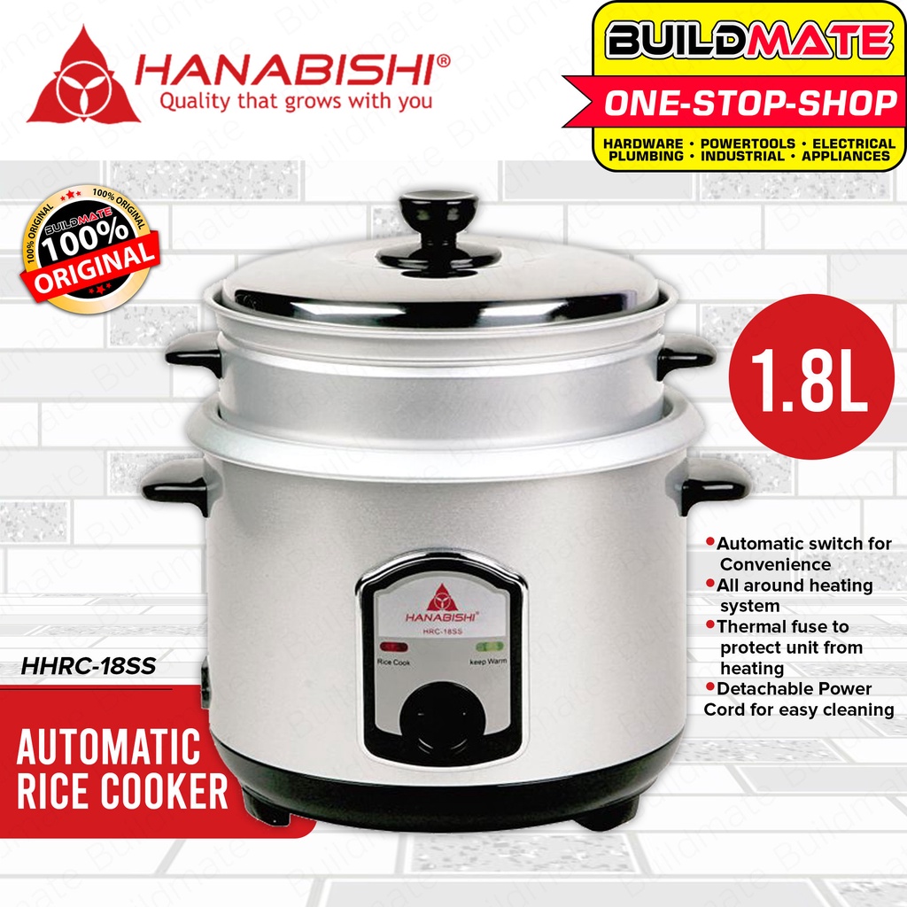 HANABISHI Rice Cooker with Steamer 1.8L 10 cups Silver Series HHRC18SS