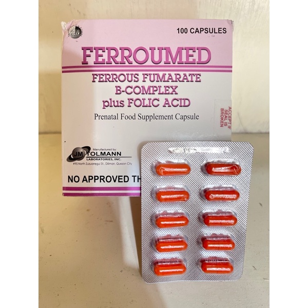 Ferroumed Ferrous Fumarate+B complex+Folic Acid 10caps Shopee