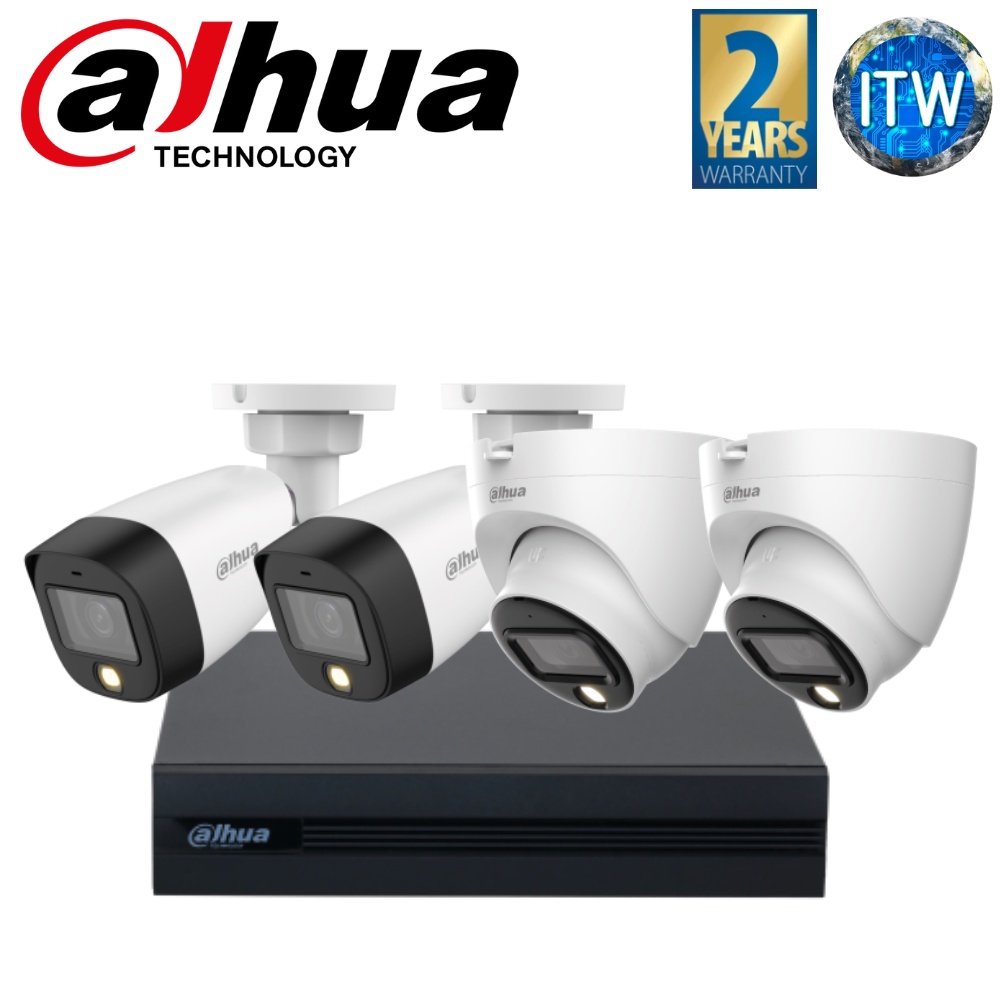 Dahua DH-KIT-CVI2MP2B2T-I | CCTV PACKAGE FULL-COLOR 4 Cameras 2MP 1080P ...