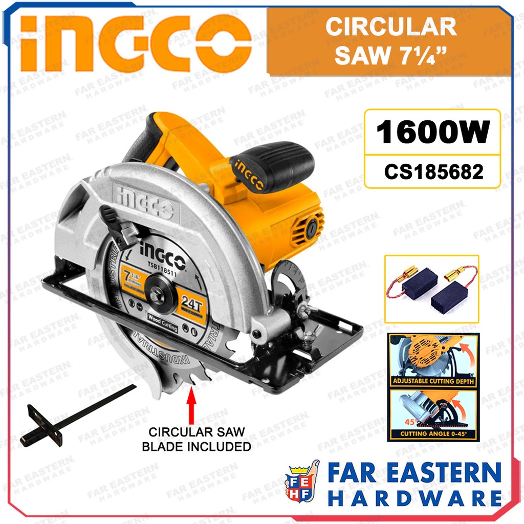 INGCO Circular Saw w/ Blade 1200W 1400W 1600W 7 1/4" INPTCD