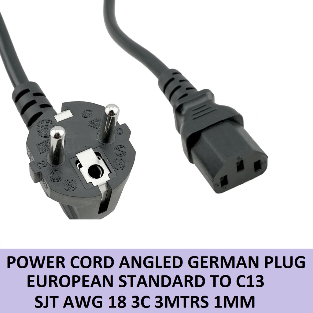 Power Cord Angled German Plug European Standard To C13 SJT AWG18 3C 3m ...