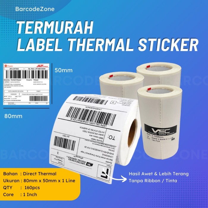Term Label Thermal Sticker 80Mm X50Mm Label Sticker Direct Thermal