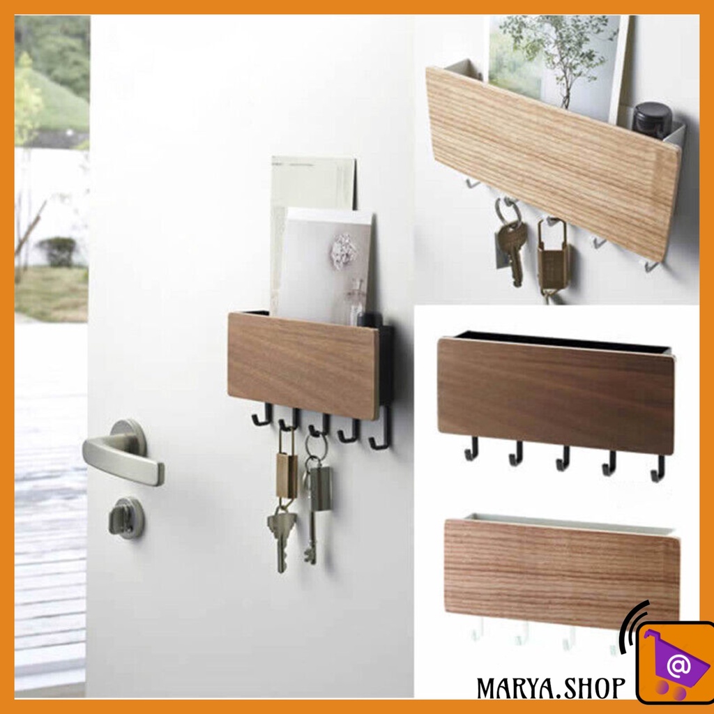 MARYA.SHOP Decorative Wooden Key Hook Rack Hanger Mail Letter and Key ...