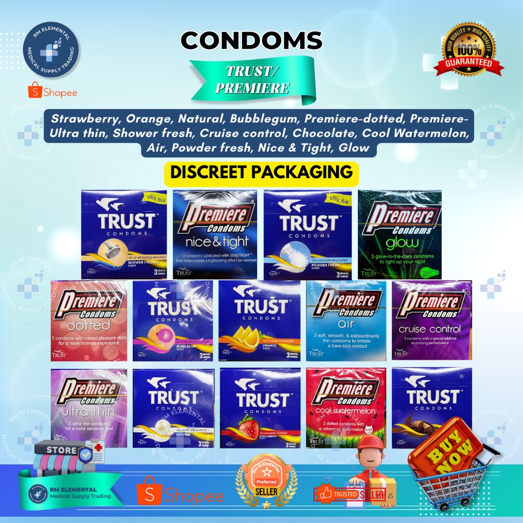 CONDOM TRUST/ PREMIERE ALL VARIANTS AND SCENTS AVAILABLE 3PCS PER PACK