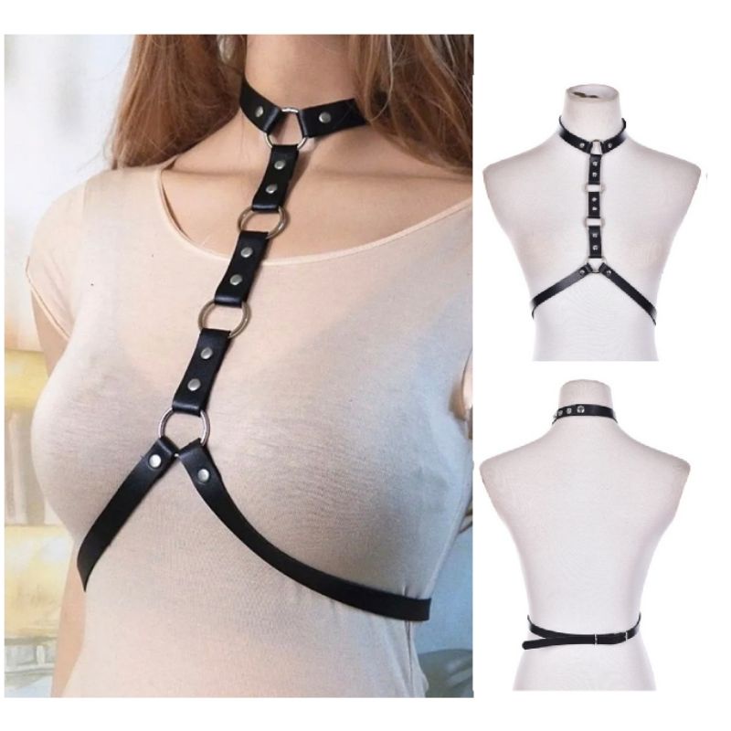 Alienated Shop Halterneck Choker Chest Leather Body Harness Gothic Grunge Punk Rock Shopee 8347