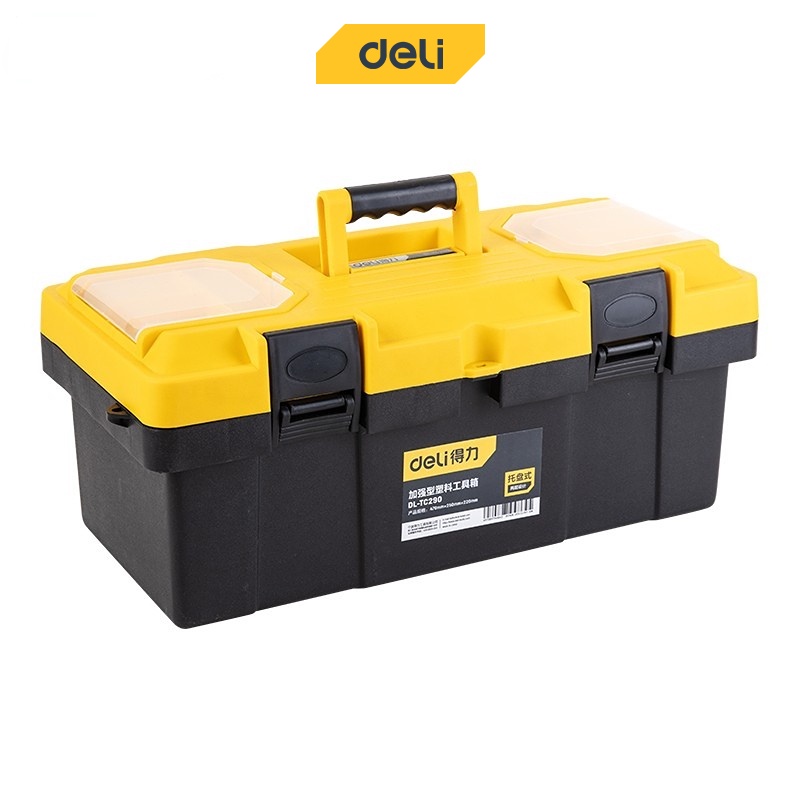 Deli 19Inch Plastic Tool Box Organizer For Tools Double Layers Tool Box  With Lock EDL-TC290