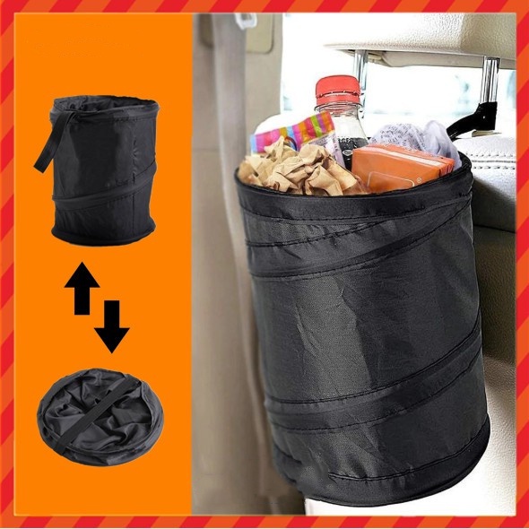 16*20cm Black Car Dustbin Foldable Trash Can Mini Waterproof Trash Bag ...