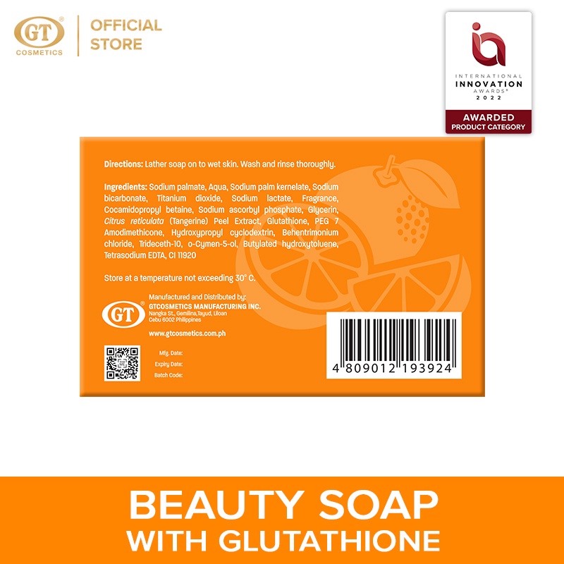 GT Brightening C+ with Glutathione Beauty Bar Soap 120g - 100% no harsh  chemicals | Shopee Philippines