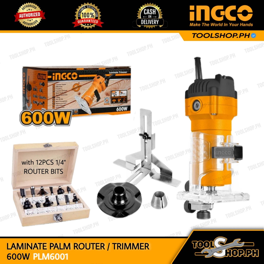 Ingco Laminate Router Trimmer W Plm With Router Bit Set Shopee Philippines