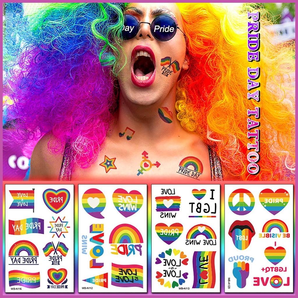 Rainbow Tattoos Sticker 10pcs Gay Pride Tattoos Lgbt Rainbow Temporary Tattoo Sticker Face Body 9856