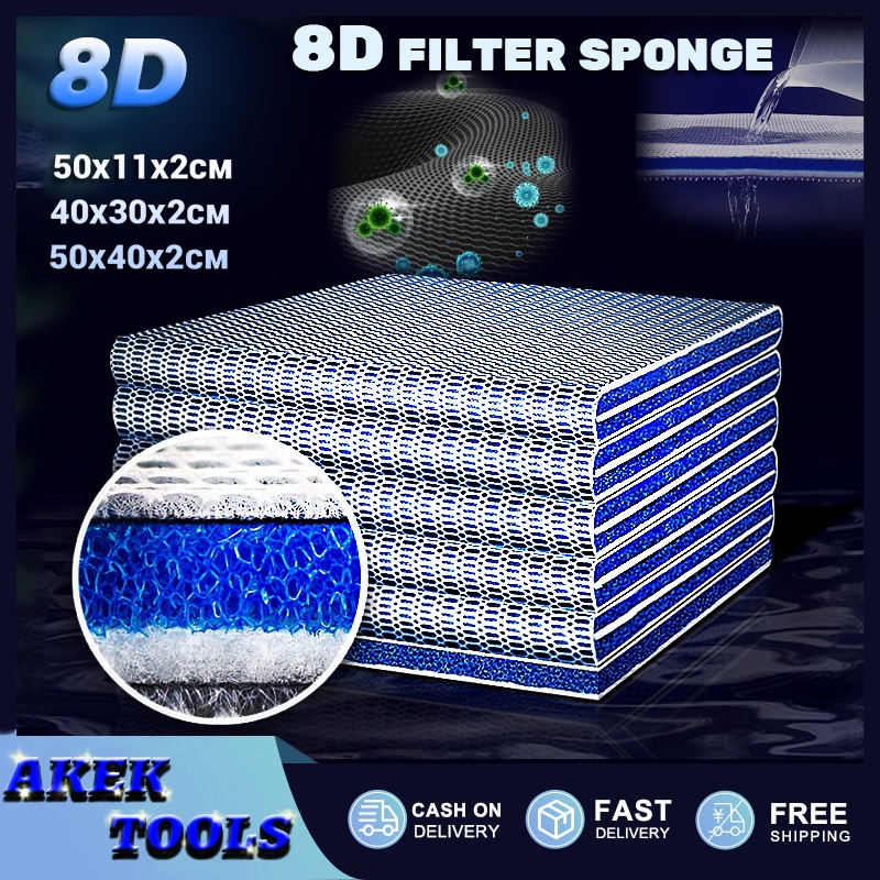 Reusable 8D Aquairum Aquarium Accessories 6 Layer Filter Sponge Fish