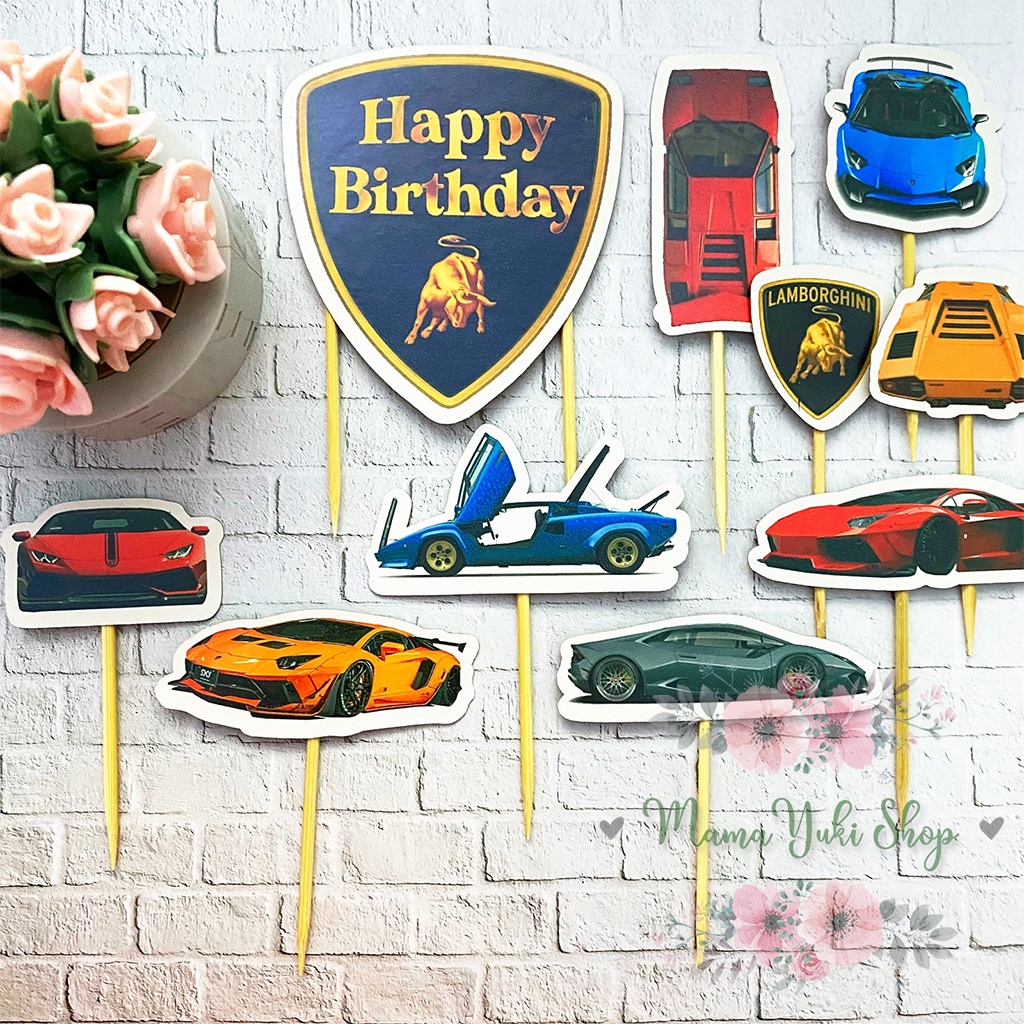 Lamborghini Car Birthday Cake Topper Cake Decoration | Shopee Philippines