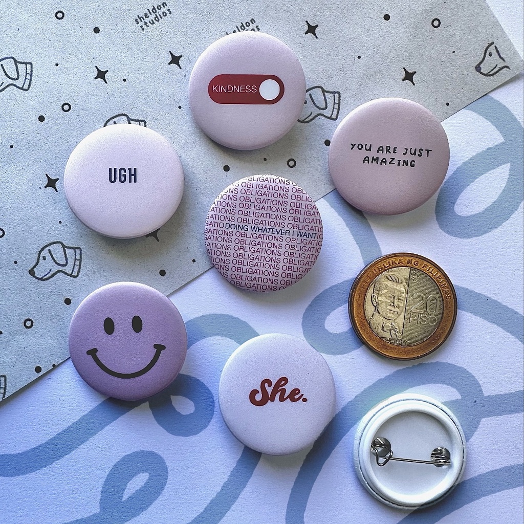 1.25” Aesthetic Button Pin | Matte Glittery