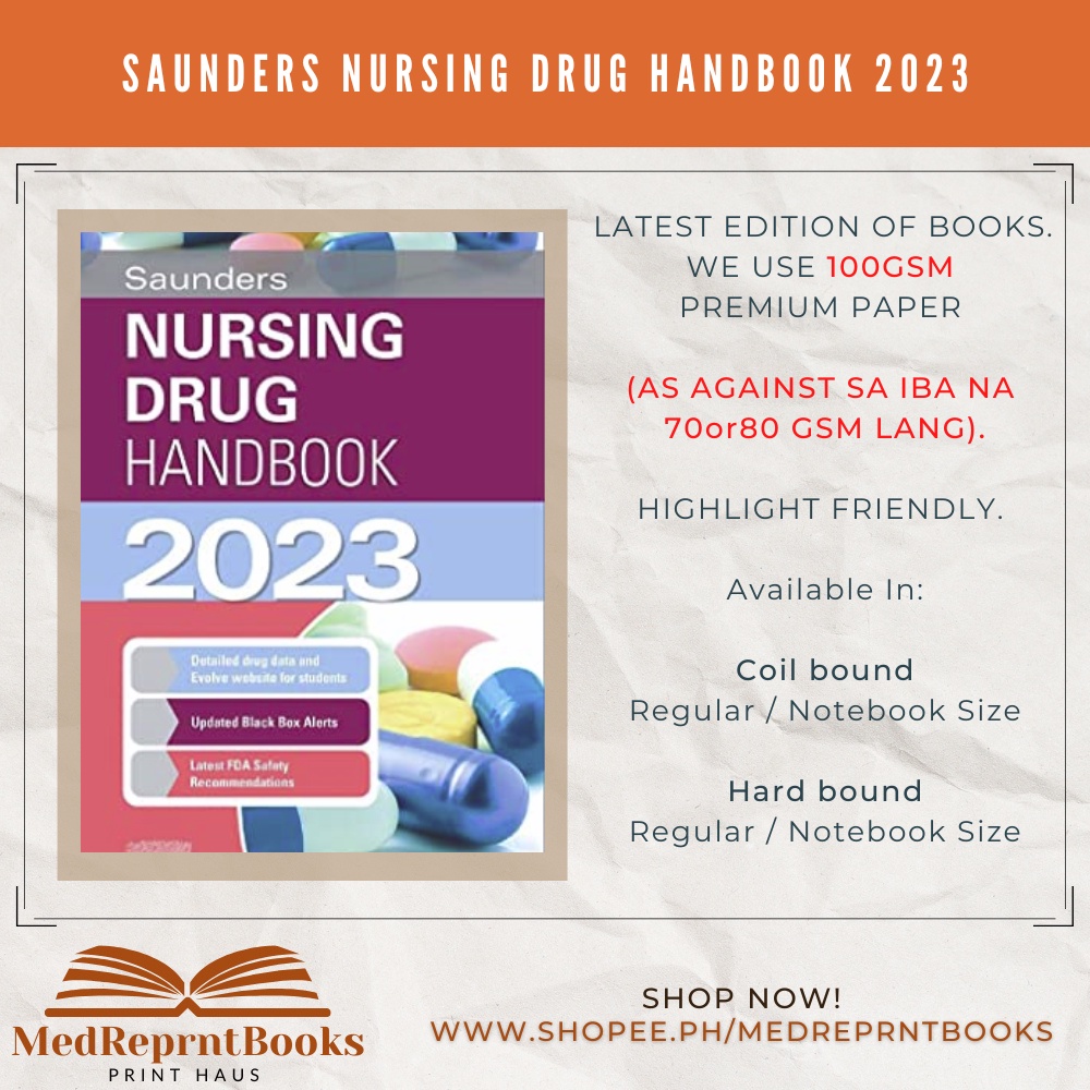 SAUNDERS NURSING DRUG HANDBOOK 2023 Shopee Philippines