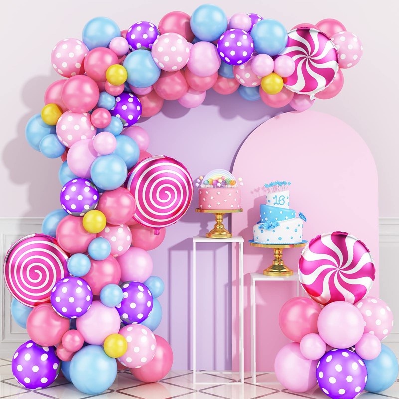 Candy Theme Birthday Balloon Set Lollipop Doughnut Aluminum Foil