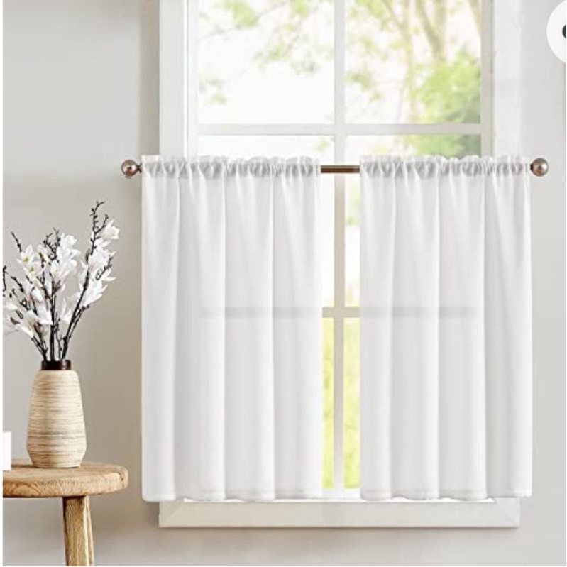 Kitchen/Bathroom Curtains Semi Sheer Pongee Fabric, pack of 1 pair