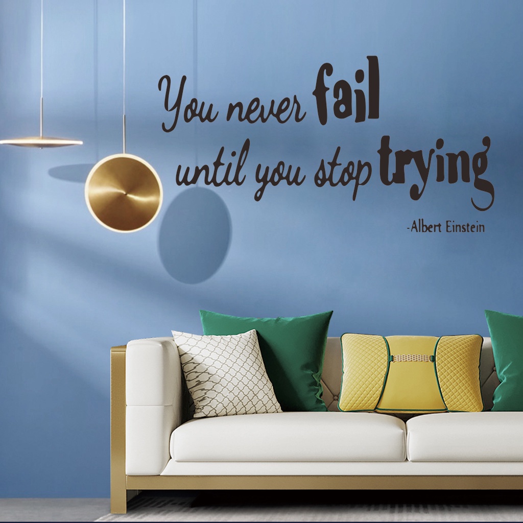 Never Stop Trying Quote Wall Sticker Waterproof Removable Home Décor ...