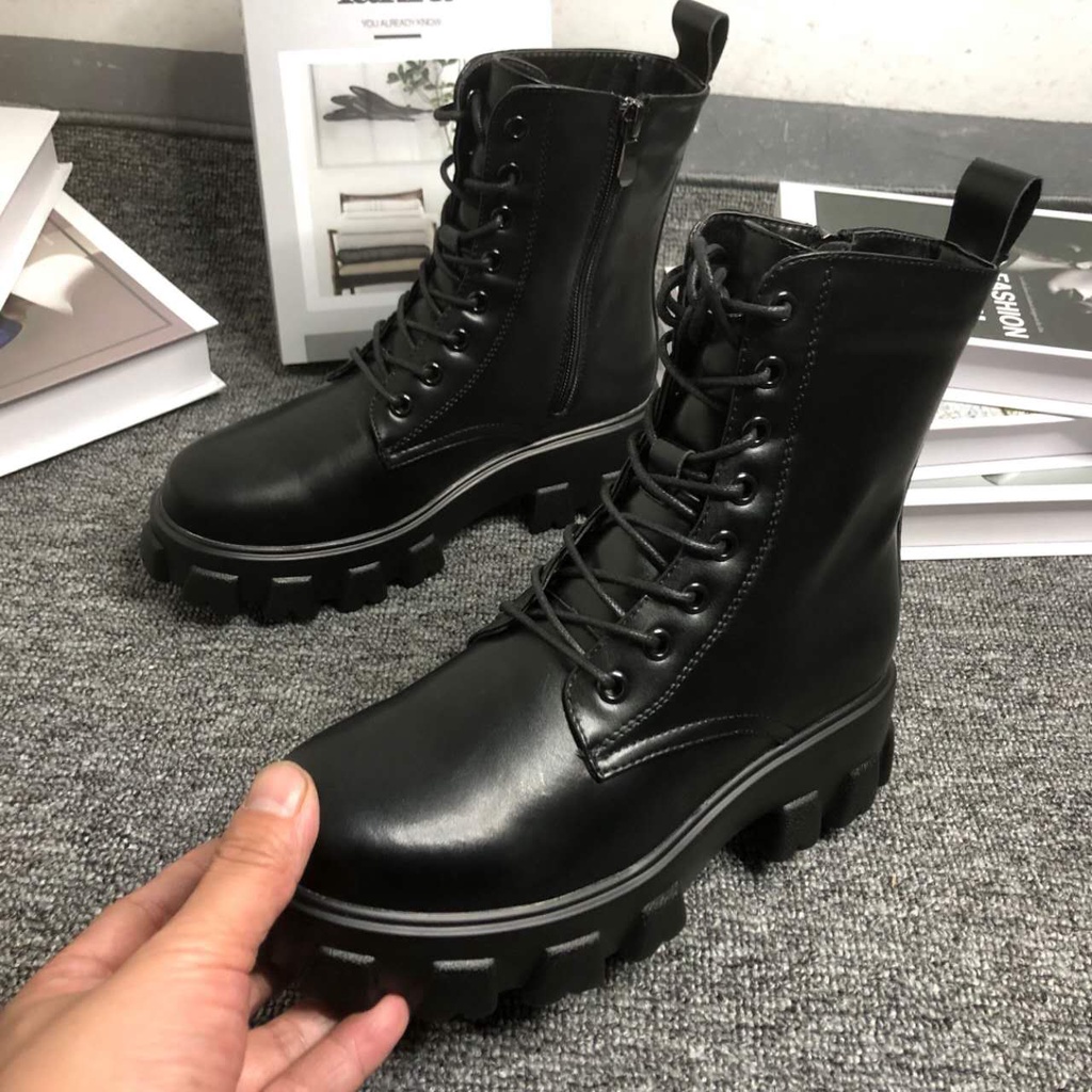 Fashion Korea Unisex Ankle Boots Casual ZIpper Women Black Boots ...