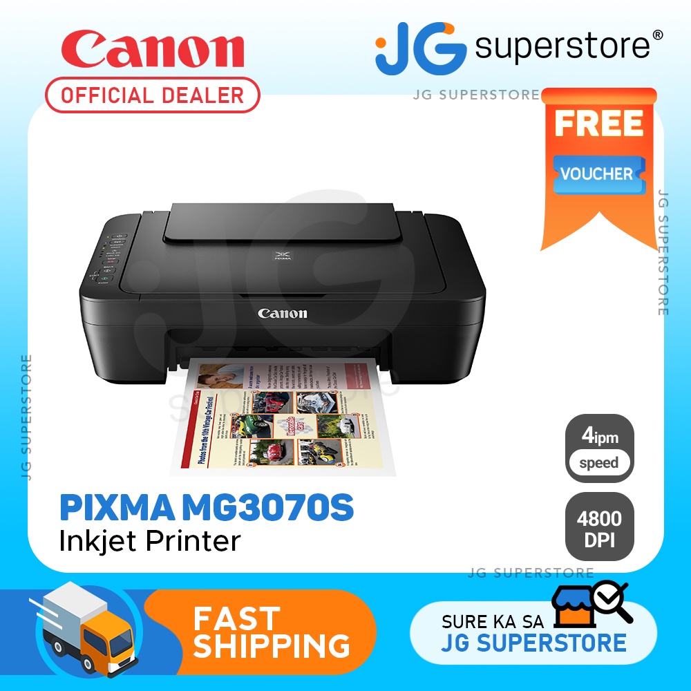 Canon PIXMA MG3070S AllinOne Color Inkjet Cartridge Type Printer w