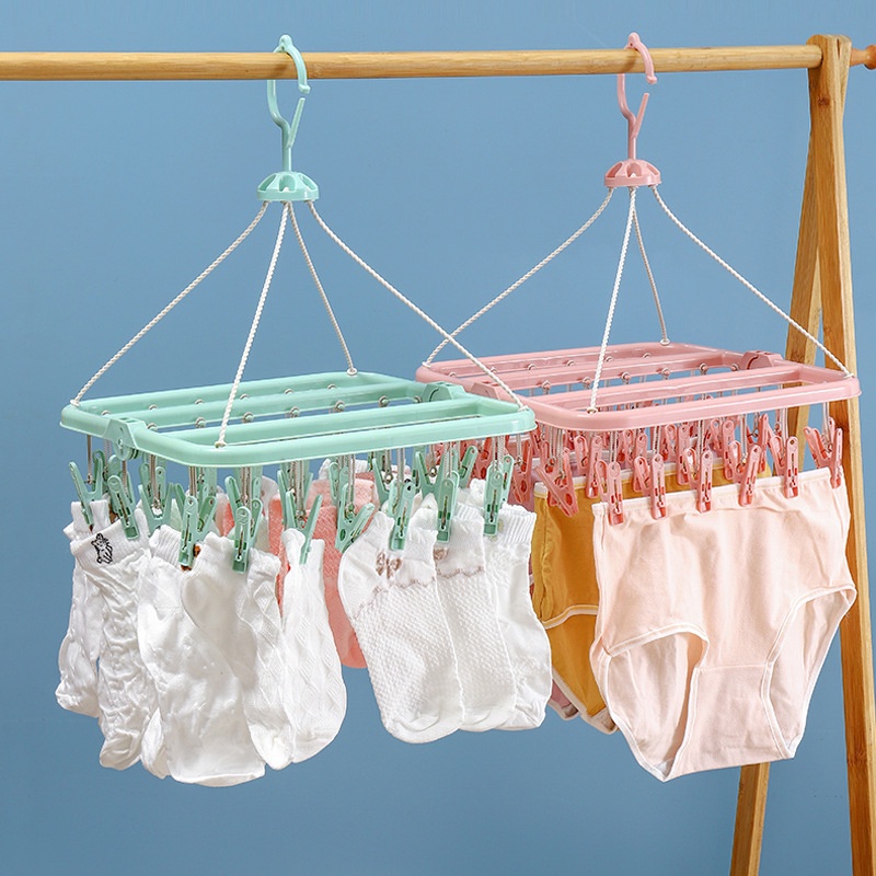 baby hanger Plastic Laundry Hanger with Clips, Foldable Clip Hangers