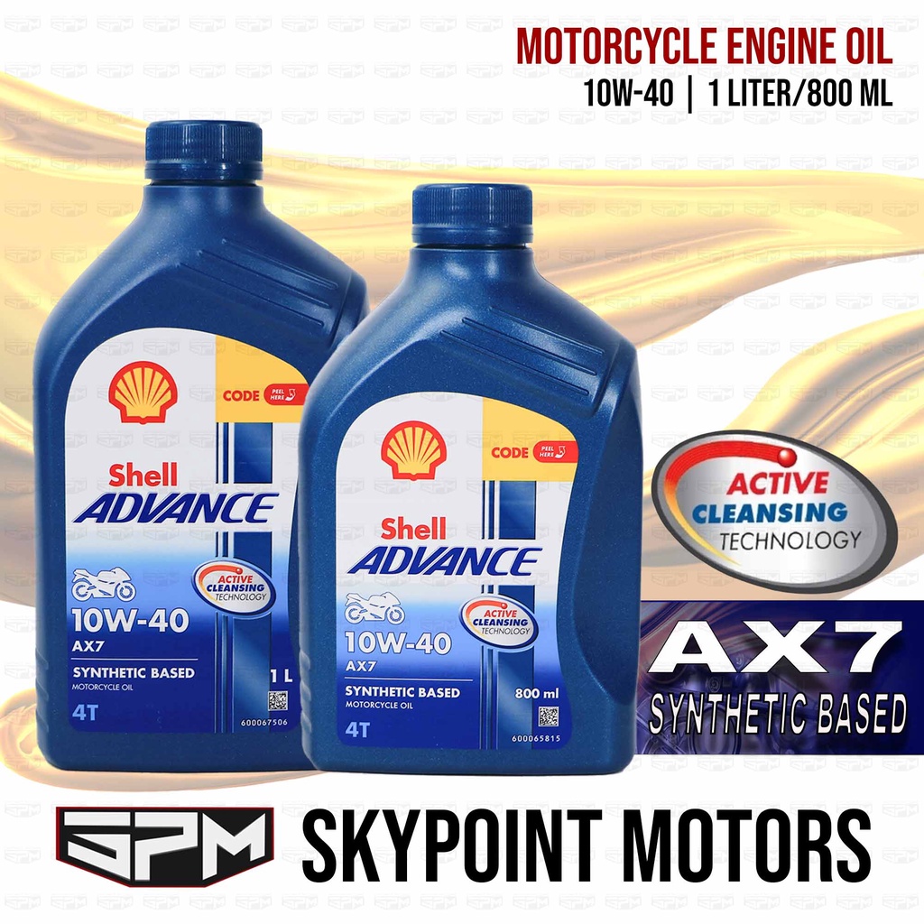 SHELL ADVANCE 4T AX7 - Synthetic Based Engine Oil - 1 Liter & 800 Ml ...