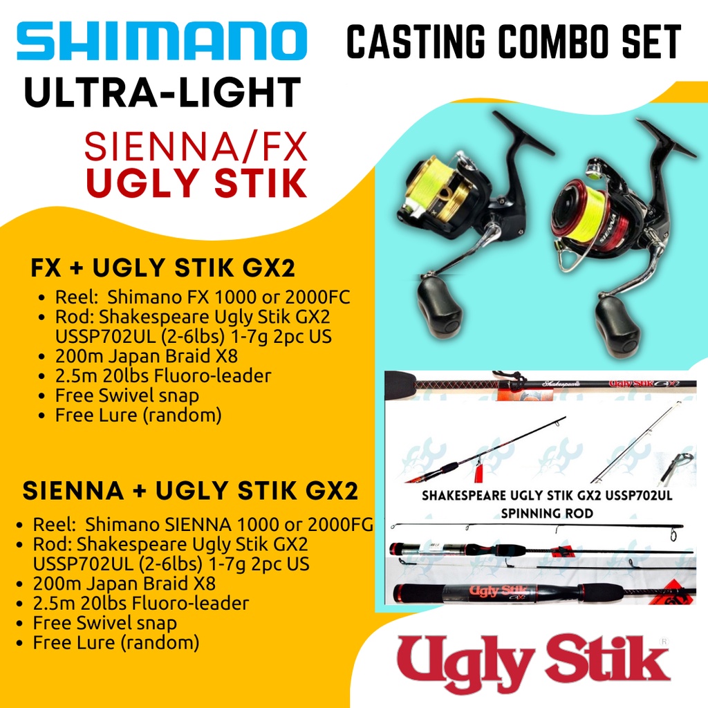 SHIMANO FX / Sienna & Ugly Stik GX2 7ft Ultra-light UL Casting