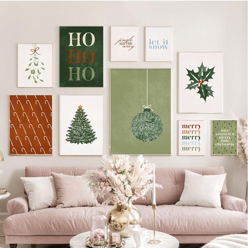 Scandinavian posters and prints Christmas tree garlands Holiday wall ...