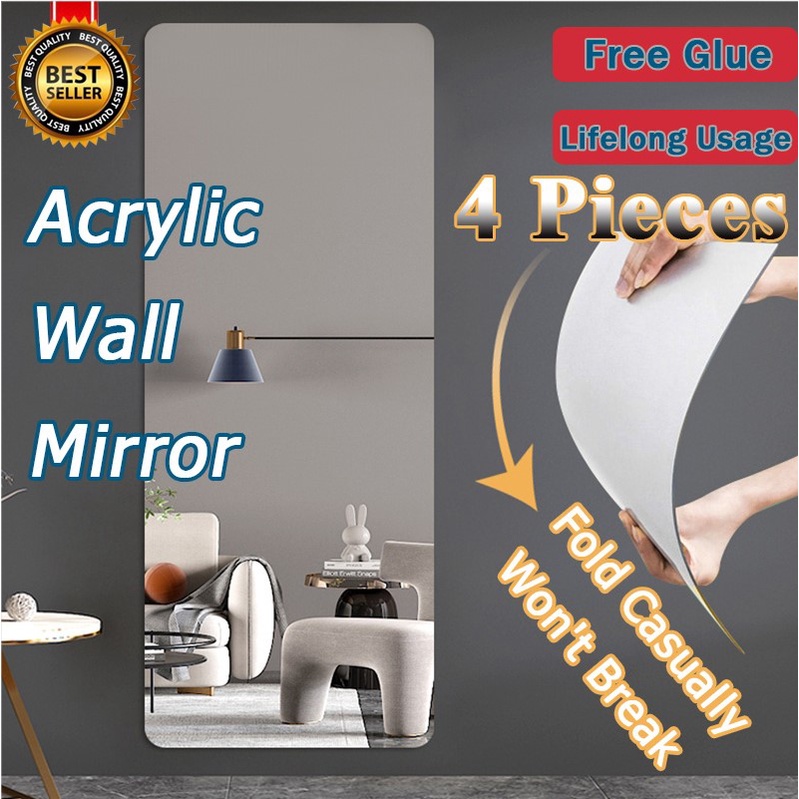 COD】Acrylic Mirror Adhesive Mirror Wall Mirror Wall Sticker Glass