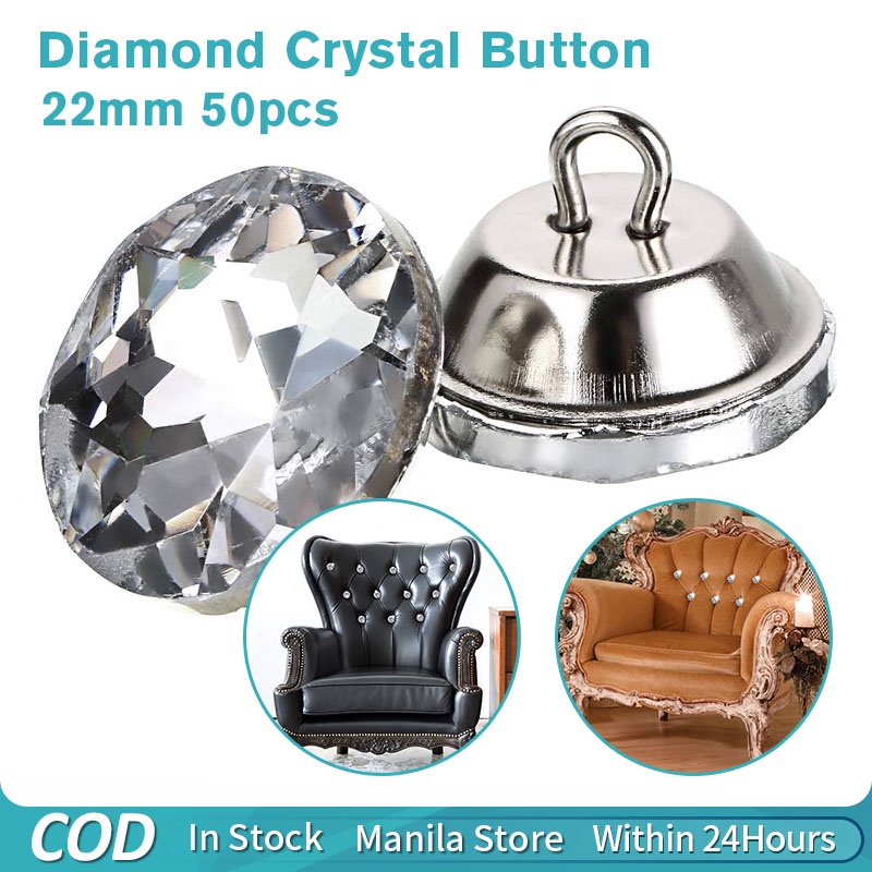 50pcs Crystal Upholstery Buttons 22 mm Crystal Buttons Imitate Diamond ...