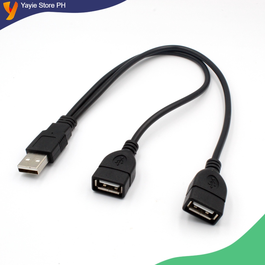 Usb 2 0 A Male To 2 Dual Female Jack Y Splitter Hub Adapter Power Shopee Philippines