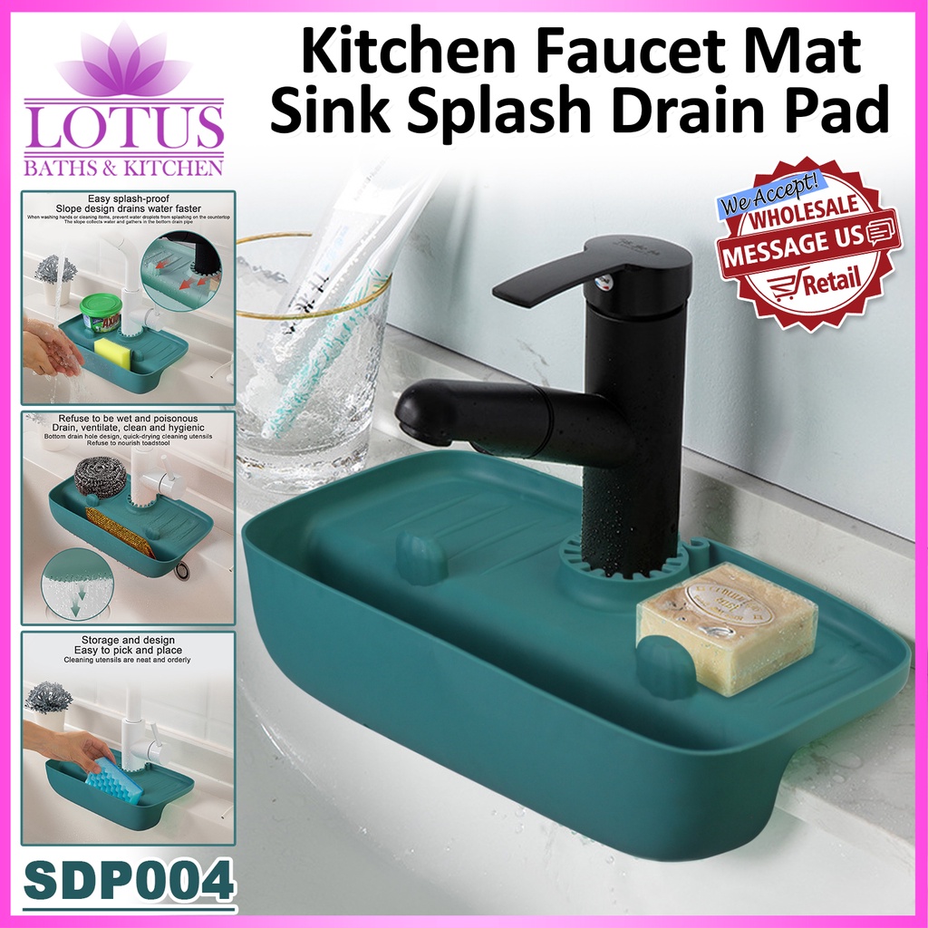 Lotus Baths SDP004 Silicone Kitchen Faucet Mat Sink Splash Pad Drain