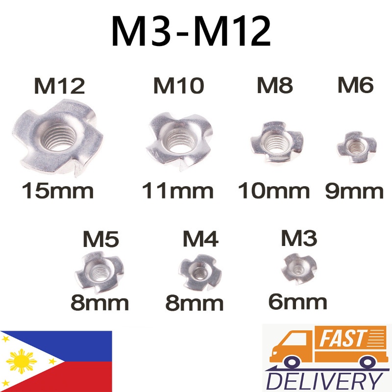 M3M12 Zinc Plated Four Claws Nut Speaker Tnut Blind Pronged Insert