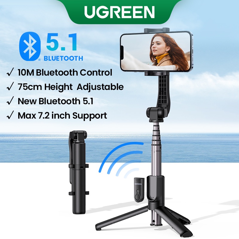 UGREEN Bluetooth Selfie Stick Tripod Stand 750mm Extended 10m