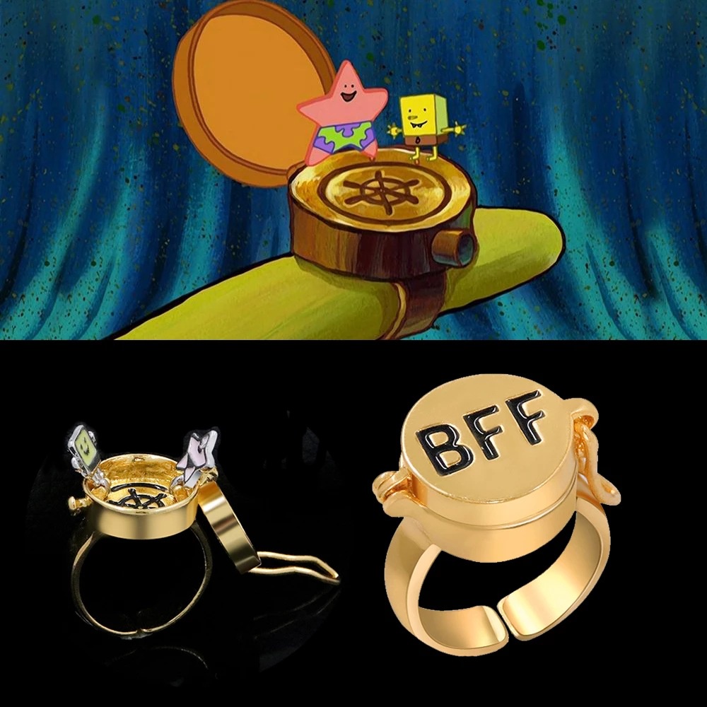 Spongebob Squarepants Ring/Patta Star BFF Best Friends Rings/Friendship/Opening Adjustable Gold