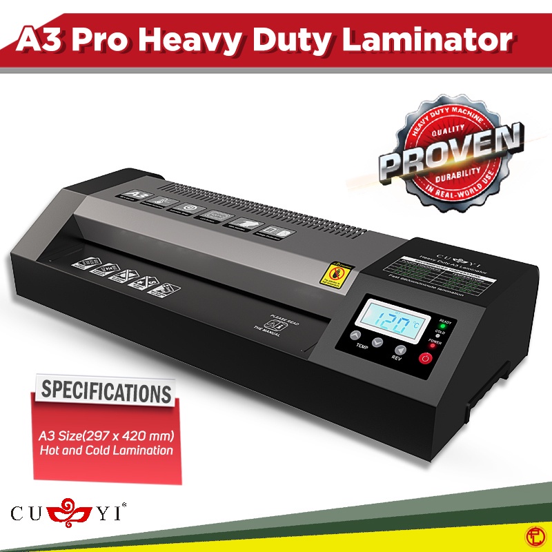 Cuyi A4 A3 Size Laminator Hot Cold Reverse Function 220v Heavy Duty