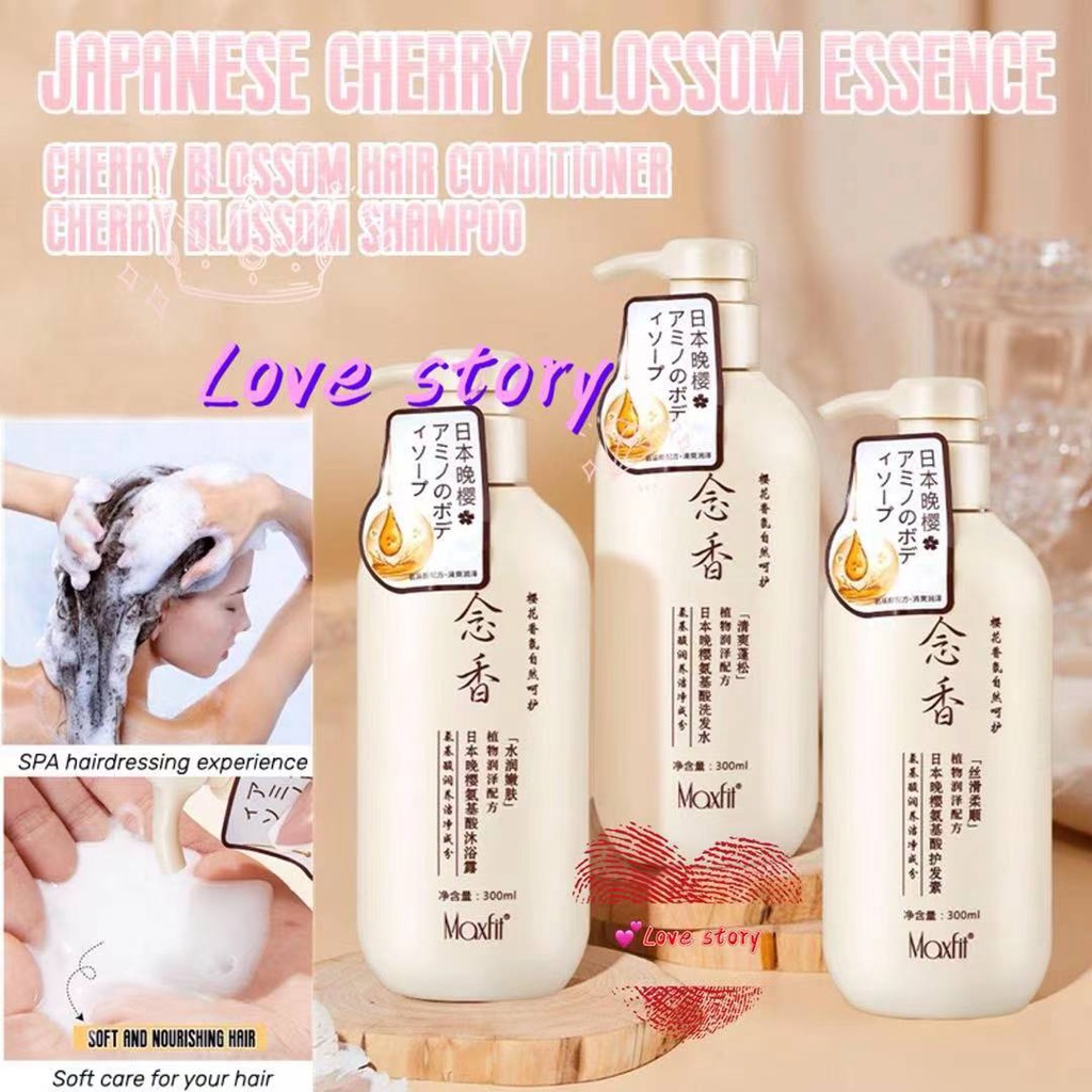 Love Story 650ml 300ml Sakura Japan Natural Shampoo Conditioner Body