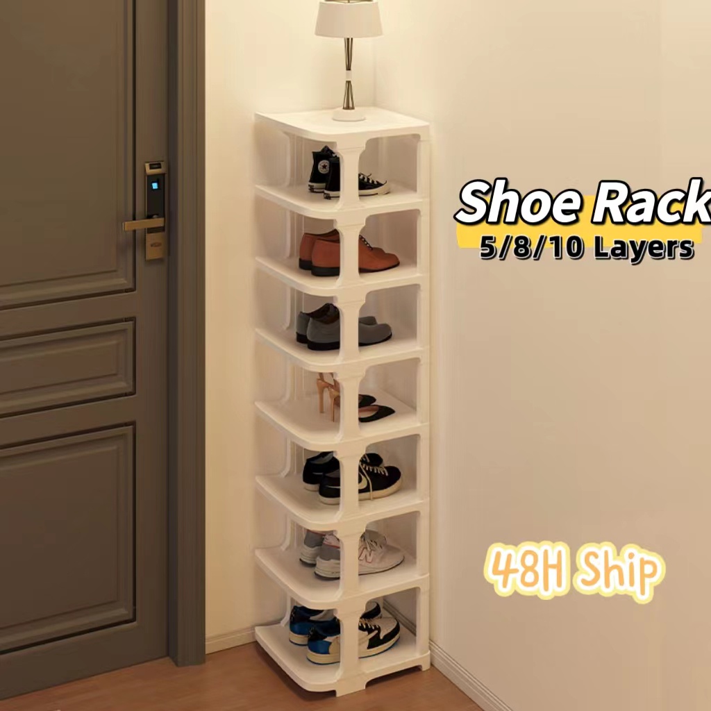5/8/10 Tier Plastic Shoe Organizer Stackable Shoe Storage Rack