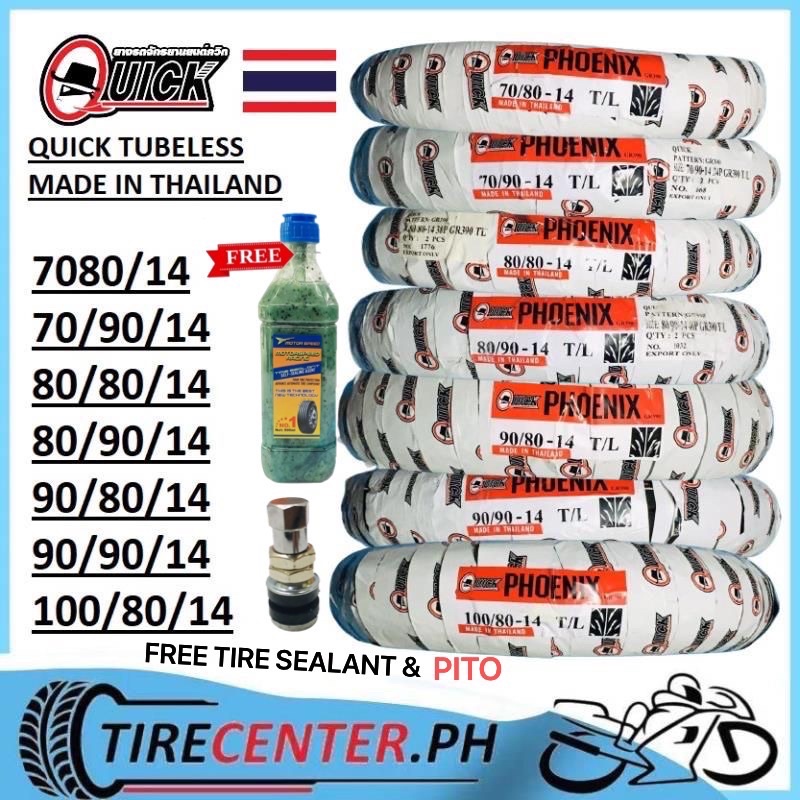 QUICK PHOENIX FREE TIRE SEALANT & PITO TIRE TUBELESS BY 14 For ...