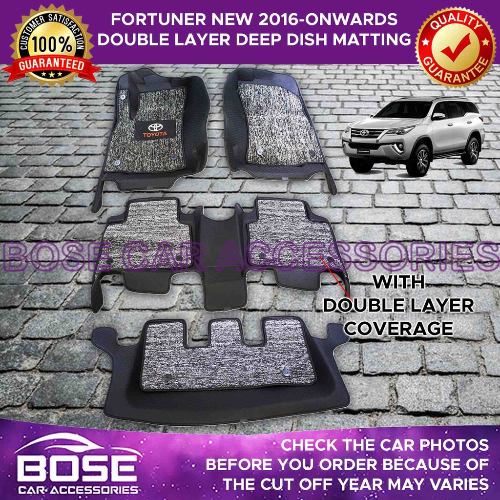 7D Deep Dish Matting Toyota Fortuner 2012 2023 Double Layer Floor