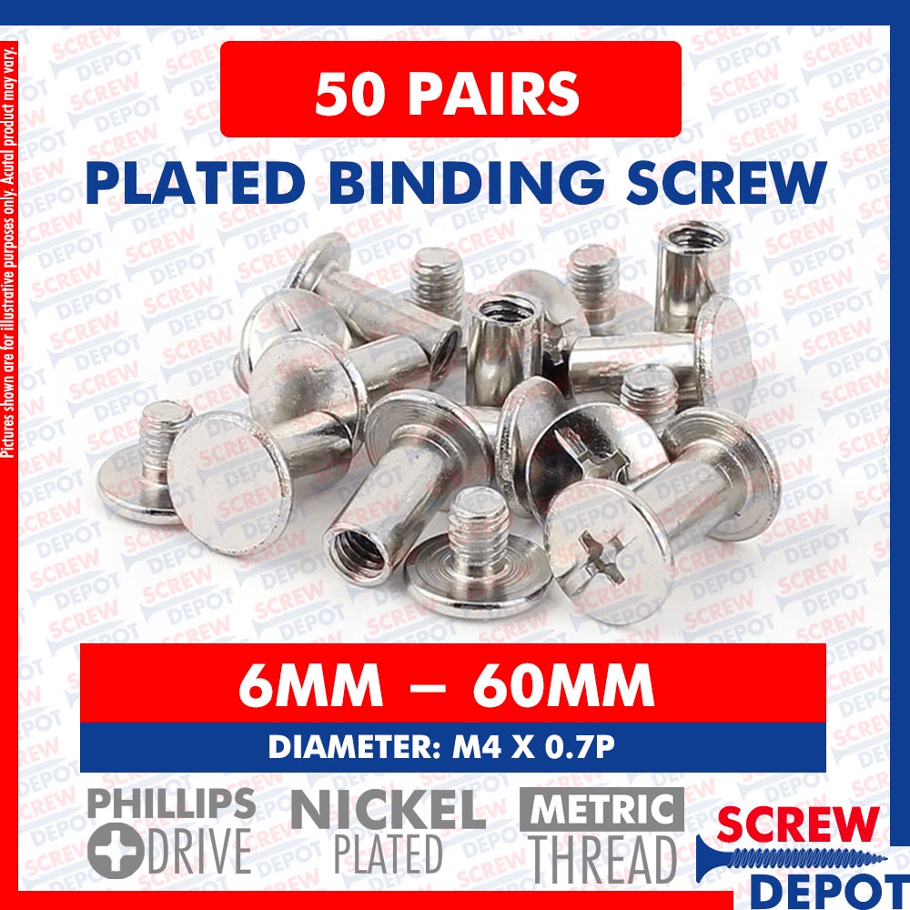 50PAIRS Chicago Screw / Binding Screw / Sex Bolt / I-Tackle / Post  Connecting Screw Depot | Shopee Philippines