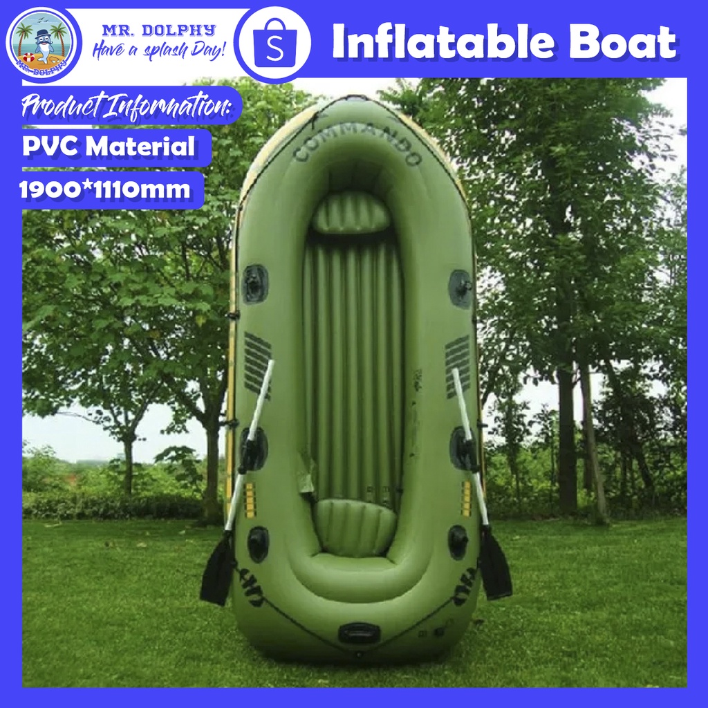 Sports 2/3Person Thickening PVC Inflatable Boat Raft River Lake Dinghy Boat  Pump Fishing Boat with