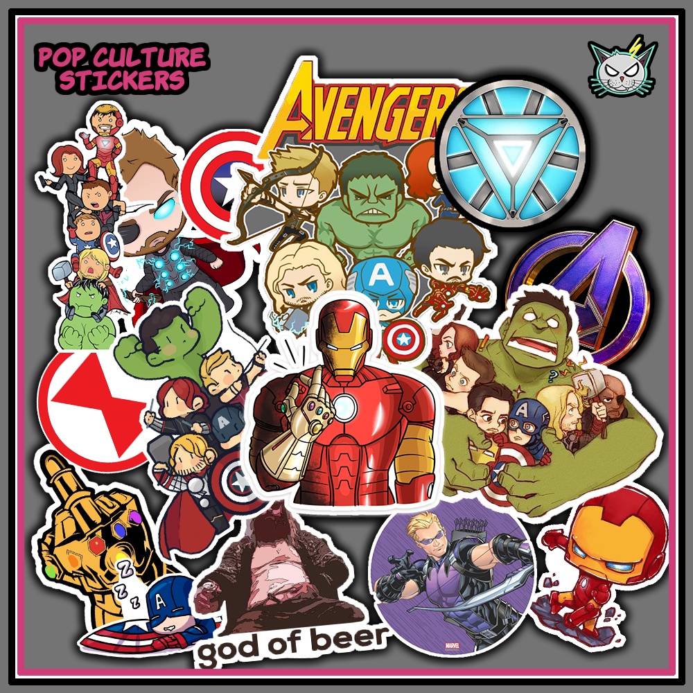 Superhero Original Avengers Sticker Pack (15pcs) Tumbler.Helmet