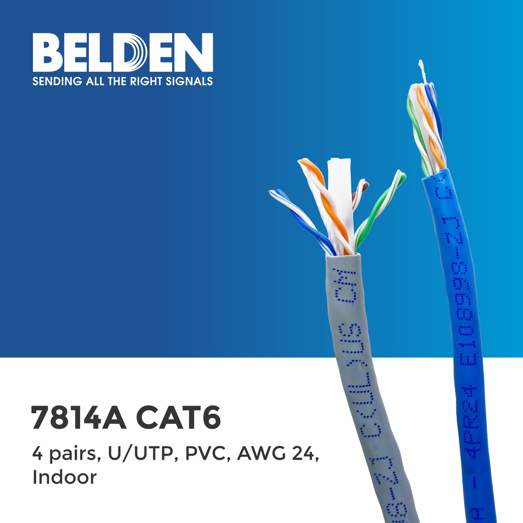 Belden 7814A Indoor Lan Cat6 Cable 4-pair 24AWG Solid Bare Copper, U ...