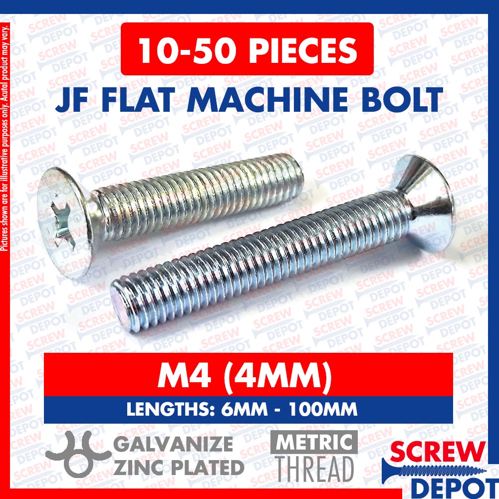 1050PCS M4 Flat Head / Countersunk Flathead Bolt / Machine Bolt JF