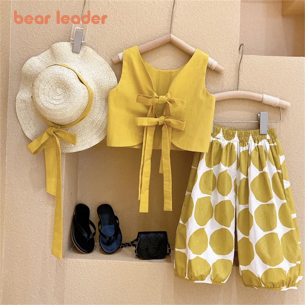 Bear Leader Girls Set 2023 Summer New Girls Tank Top Polka Dot