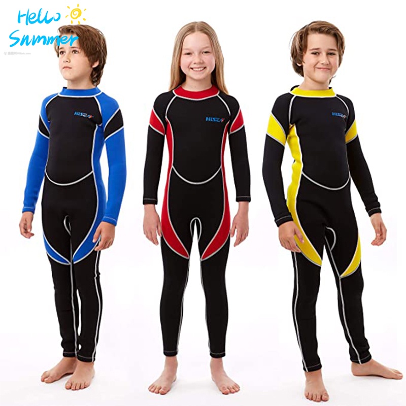 Kids 2.5mm Neoprene Wetsuit 2-Piece Set - Long Sleeve Top & Pants For Swimming, Diving, Surfing