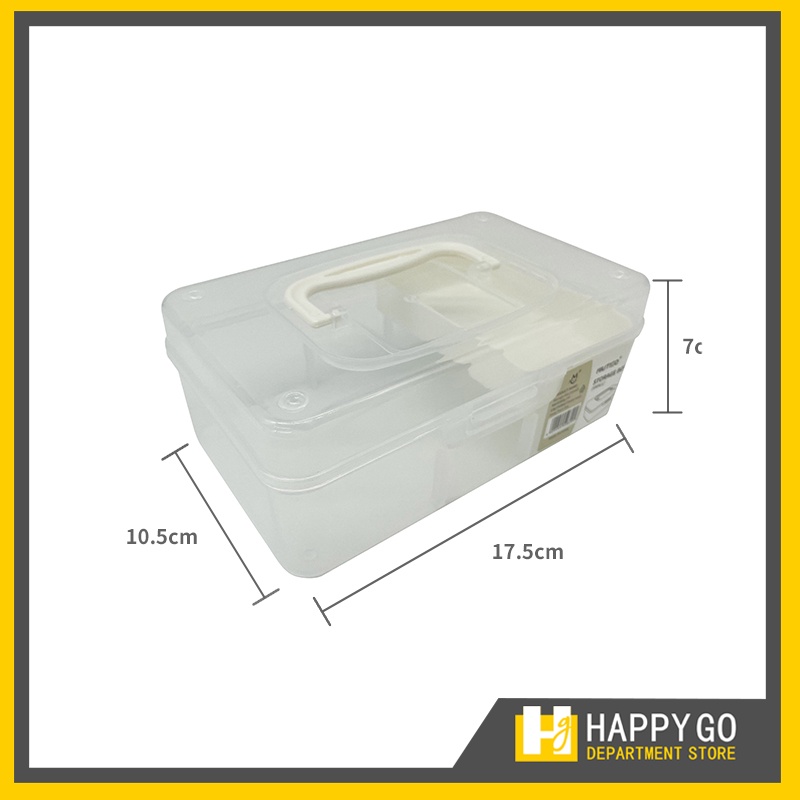 Happy Go Clear Plastic Storage box container case Portable organizer ...