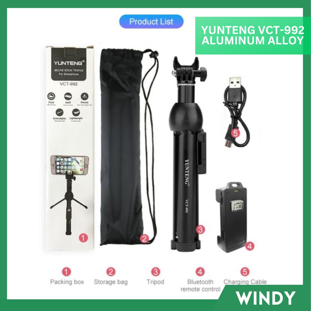 original 100 yunteng vct992 selfie stick tripod for phone Shopee